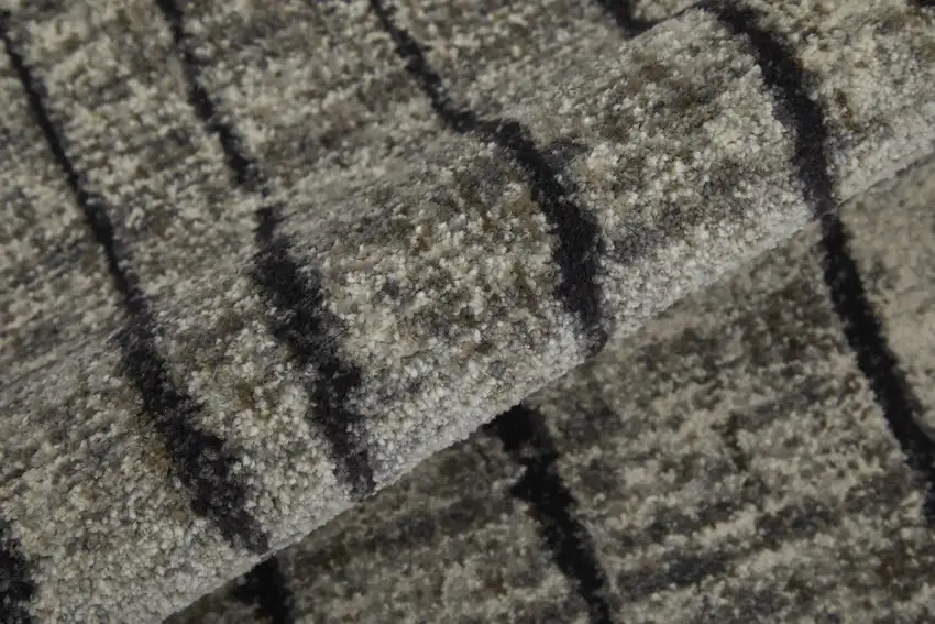 Black and Gray Abstract Power Loom Area Rug Photo 9