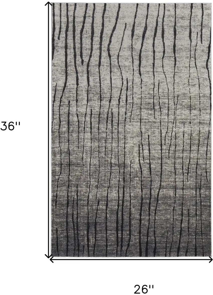 Black and Gray Abstract Power Loom Area Rug Photo 3