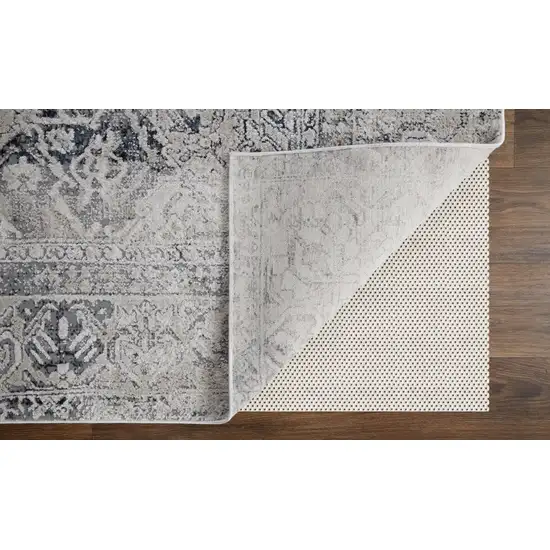 Black and Gray Abstract Power Loom Worn Faded Area Rug Photo 8