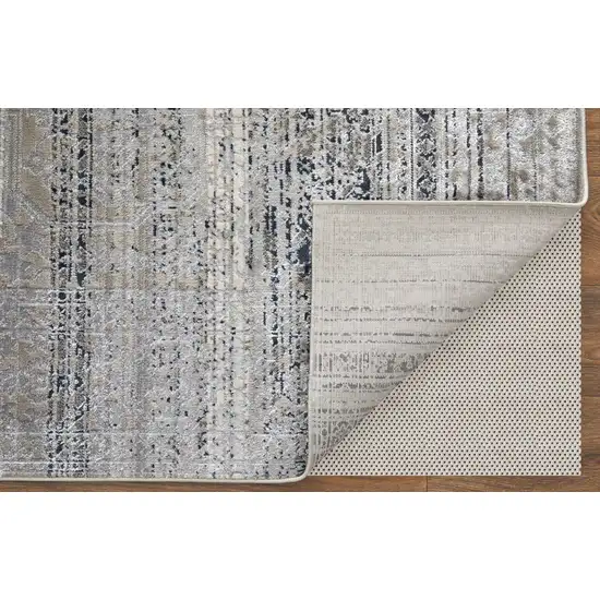 Black and Gray Abstract Power Loom Worn Faded Area Rug Photo 9