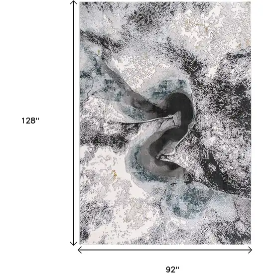 Gray Abstract Power Loom Area Rug Photo 3