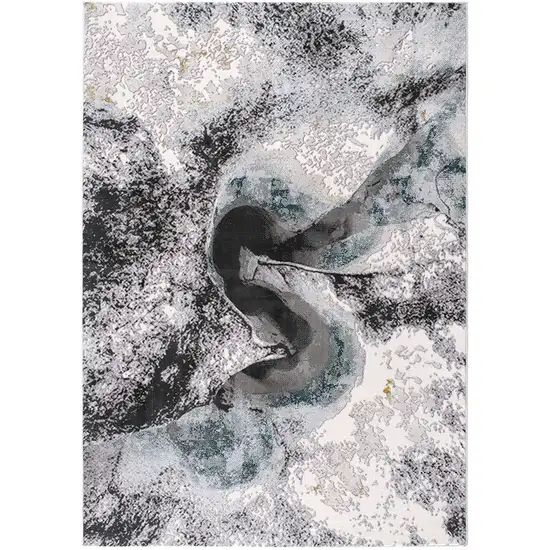 Gray Abstract Power Loom Area Rug Photo 4