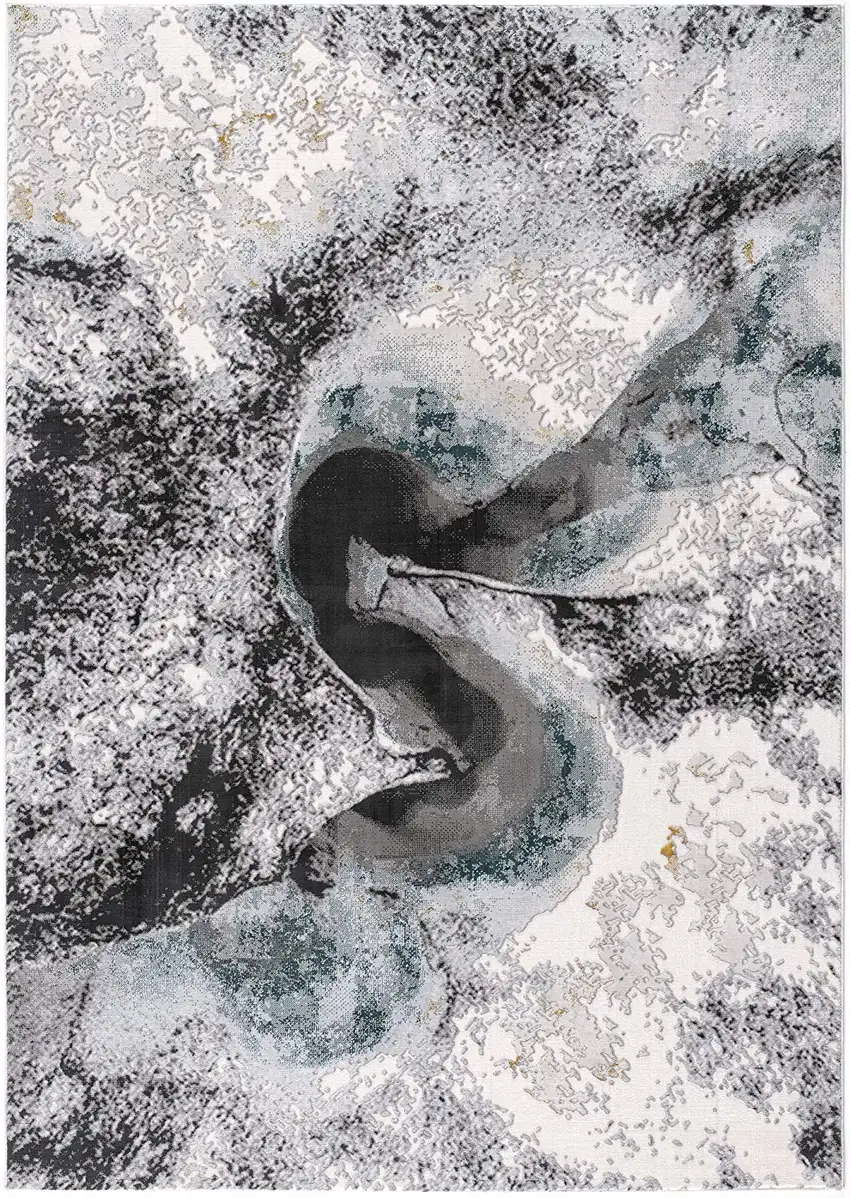 Gray Abstract Power Loom Area Rug Photo 4