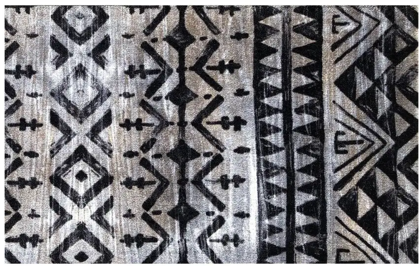 Black and Gray Aztec Washable Floor Mat Photo 1