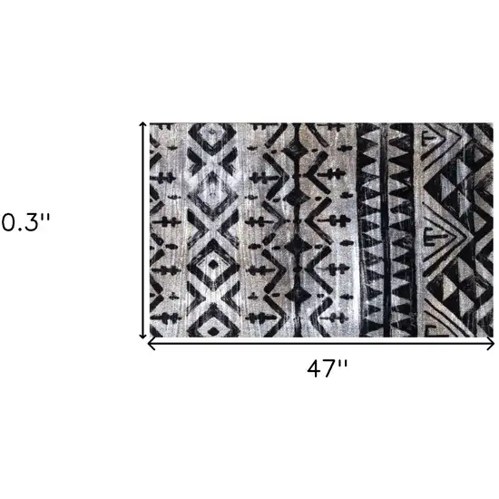 Black and Gray Aztec Washable Floor Mat Photo 4