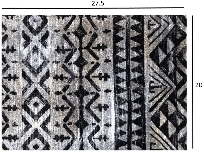Black and Gray Aztec Washable Floor Mat Photo 3