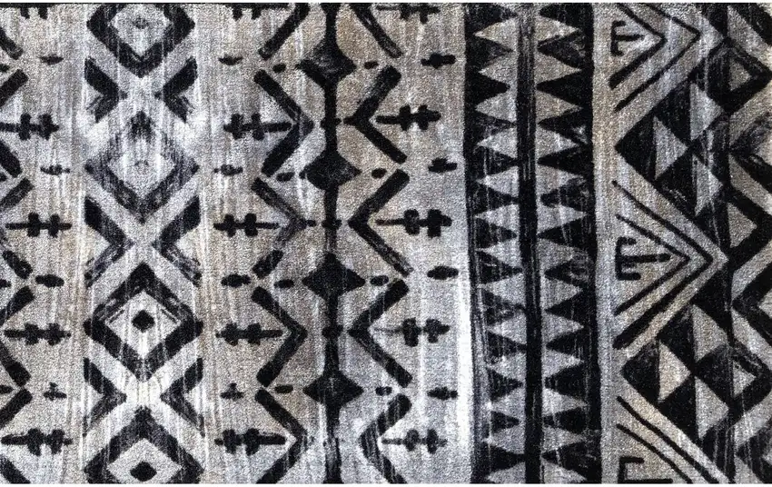 Black and Gray Aztec Washable Floor Mat Photo 2