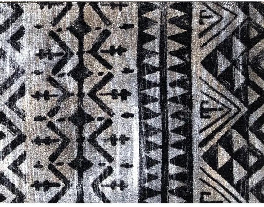 Black and Gray Aztec Washable Floor Mat Photo 1