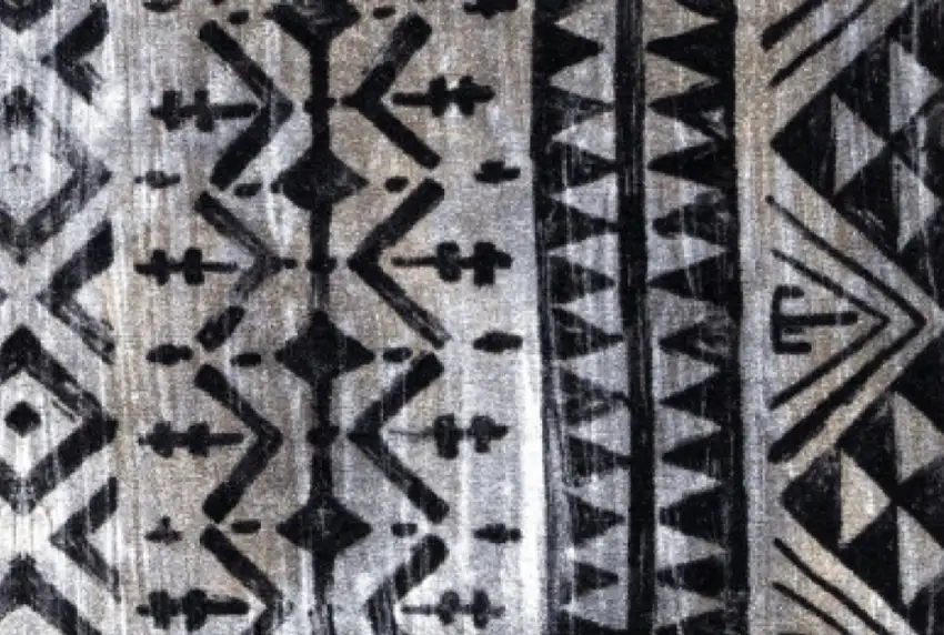Black and Gray Aztec Washable Floor Mat Photo 3