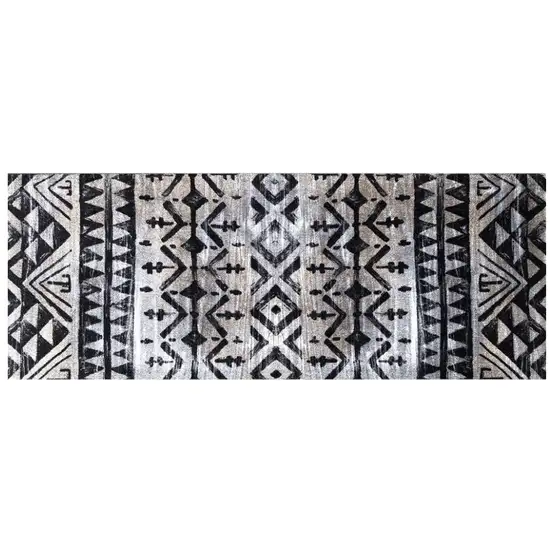 2' X 6' Black and Gray Aztec Washable Runner Rug Photo 2