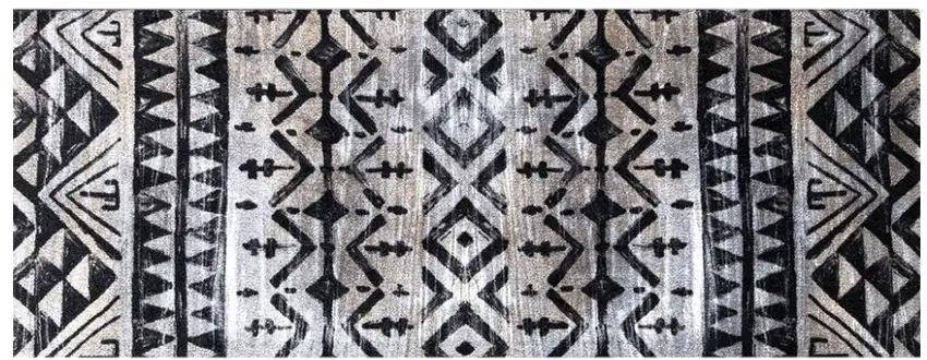 2' X 6' Black and Gray Aztec Washable Runner Rug Photo 2