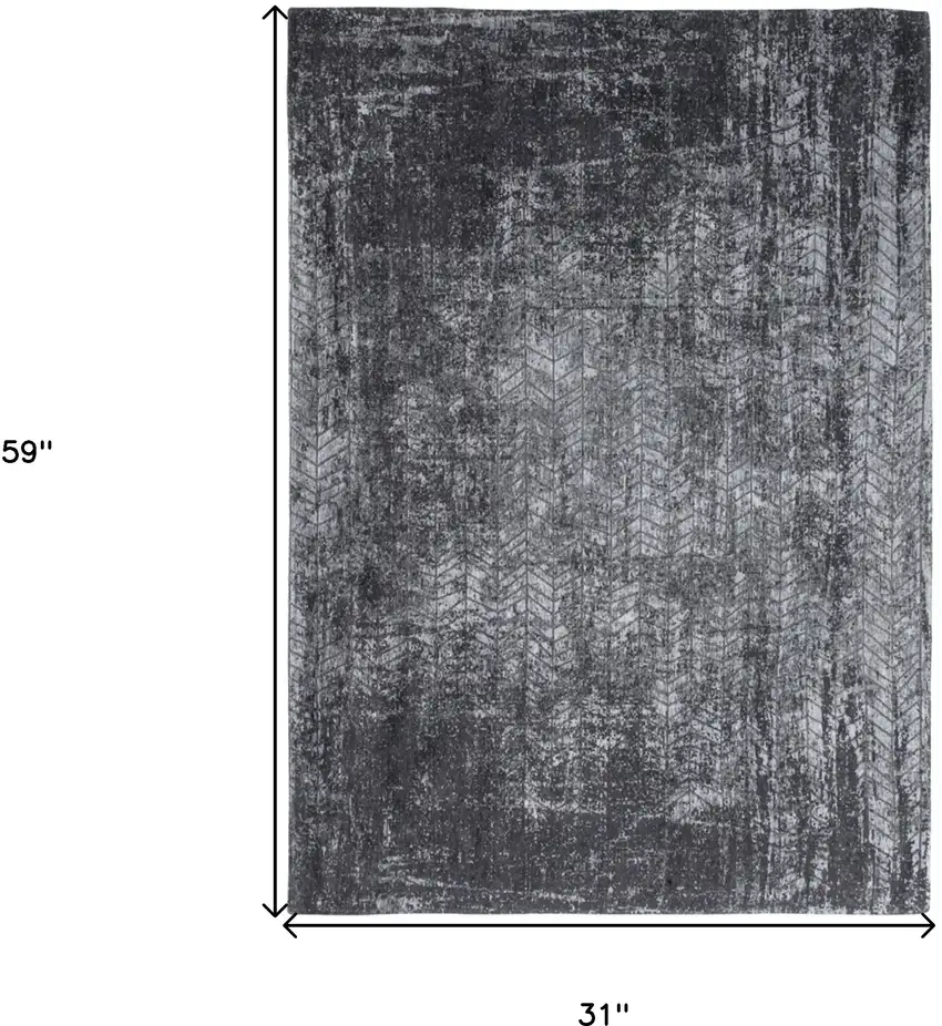 Black and Gray Chevron Non Skid Area Rug Photo 3