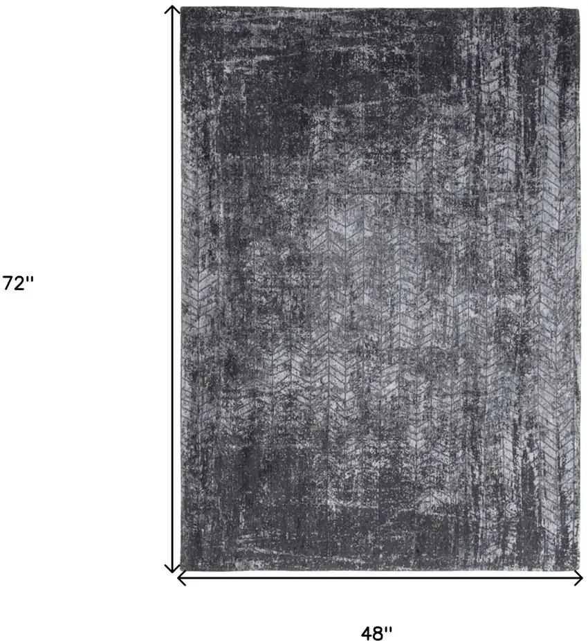 Black and Gray Chevron Non Skid Area Rug Photo 3