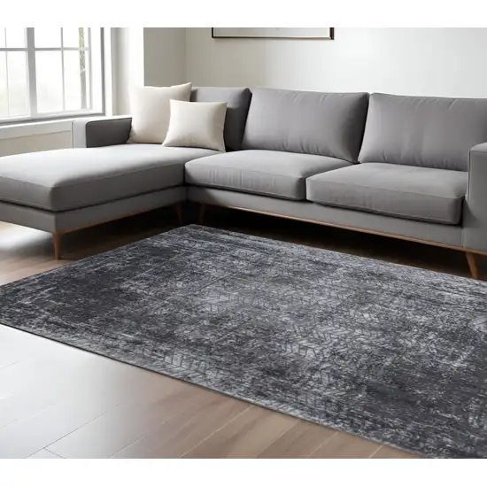Black and Gray Chevron Non Skid Area Rug Photo 1