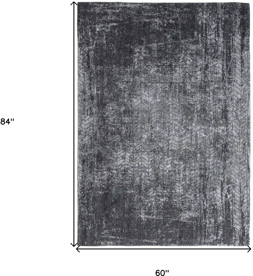 Black and Gray Chevron Non Skid Area Rug Photo 3