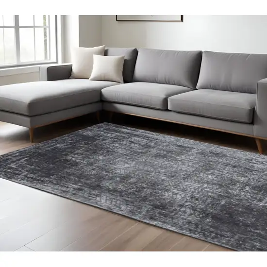 Black and Gray Chevron Non Skid Area Rug Photo 1