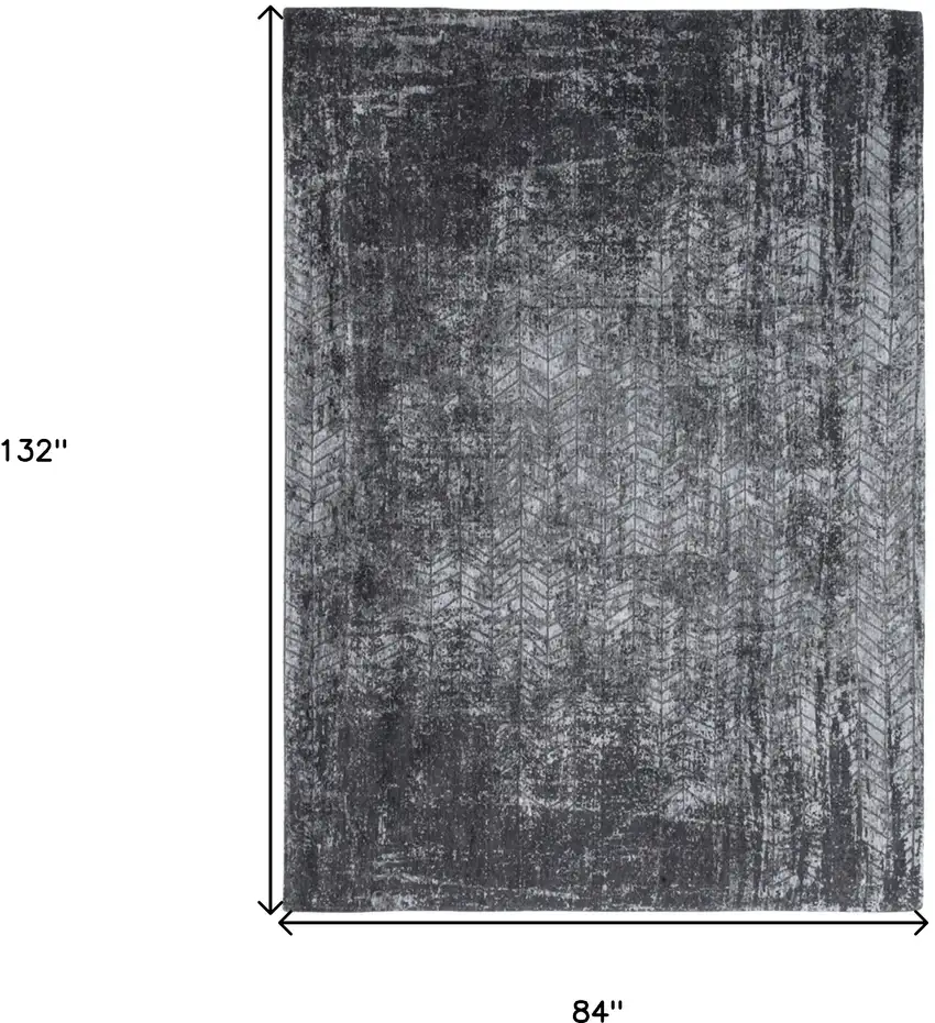 Black and Gray Chevron Non Skid Area Rug Photo 3