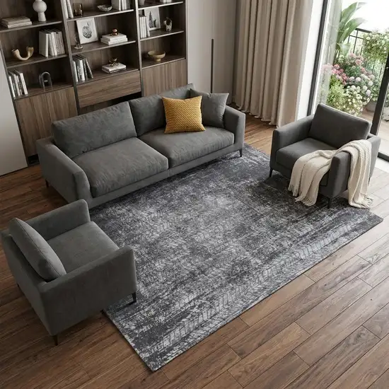 Black and Gray Chevron Non Skid Area Rug Photo 1