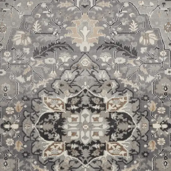 Black and Gray Floral Medallion Non Skid Area Rug Photo 9