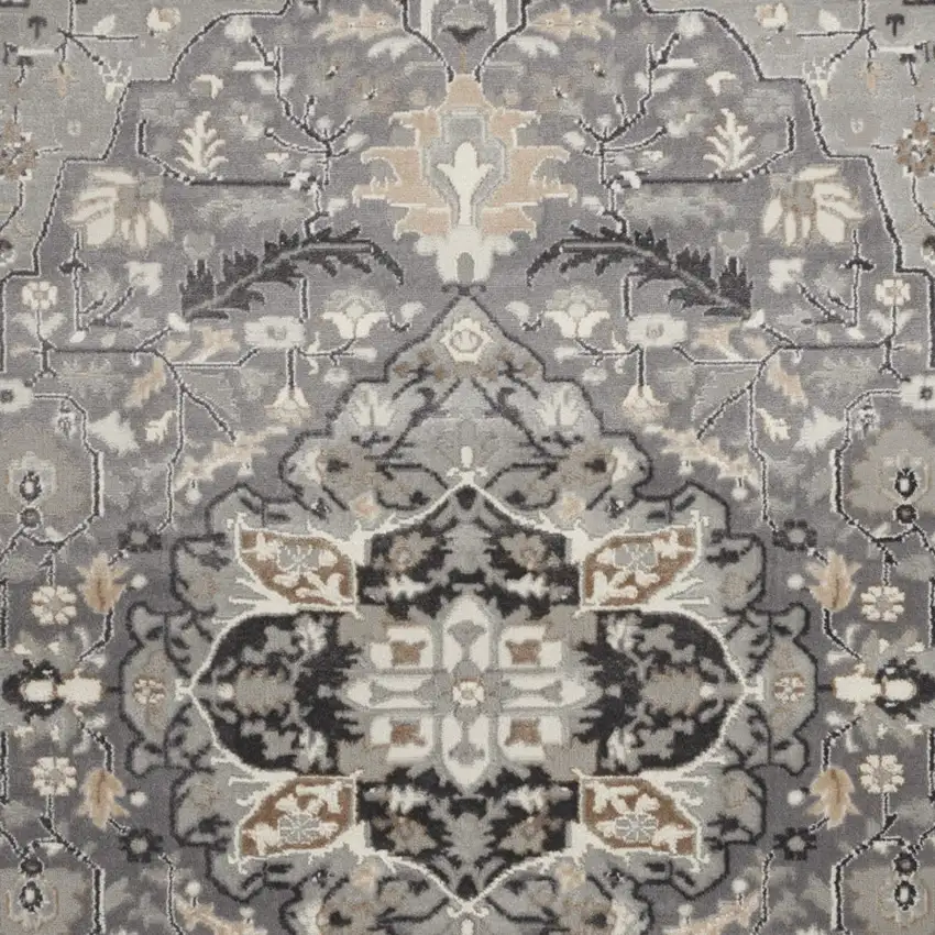 Black and Gray Floral Medallion Non Skid Area Rug Photo 9