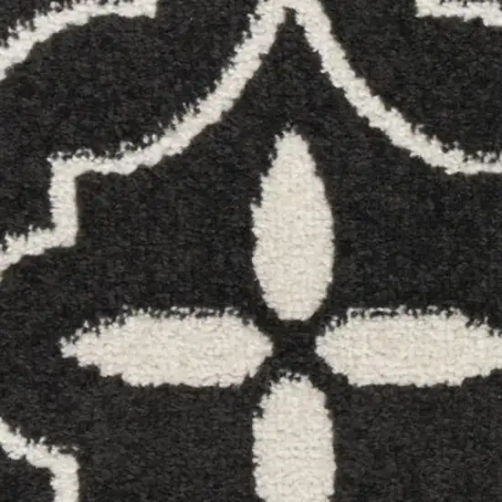 Black and Gray Floral Medallion Non Skid Area Rug Photo 3