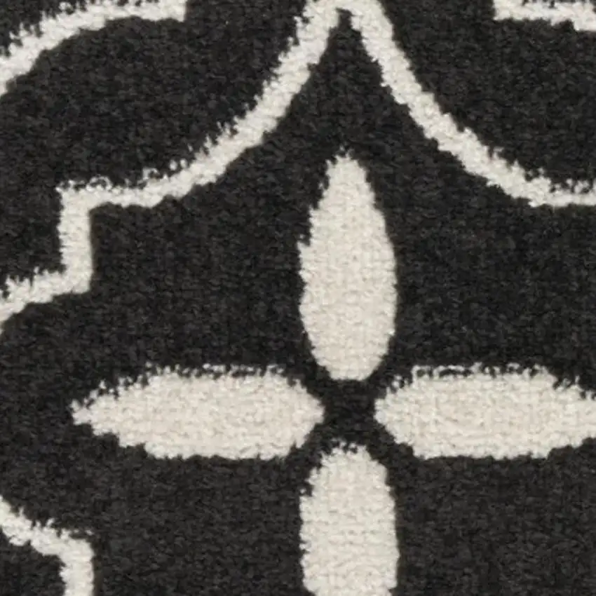 Black and Gray Floral Medallion Non Skid Area Rug Photo 3