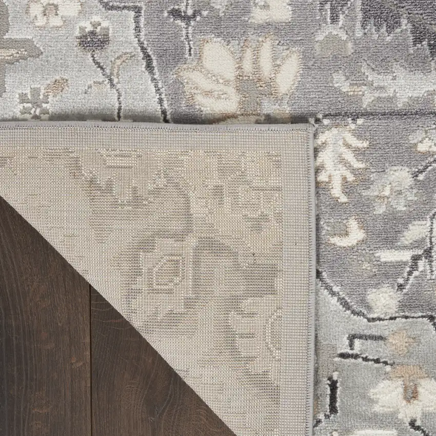 Black and Gray Floral Medallion Non Skid Area Rug Photo 9