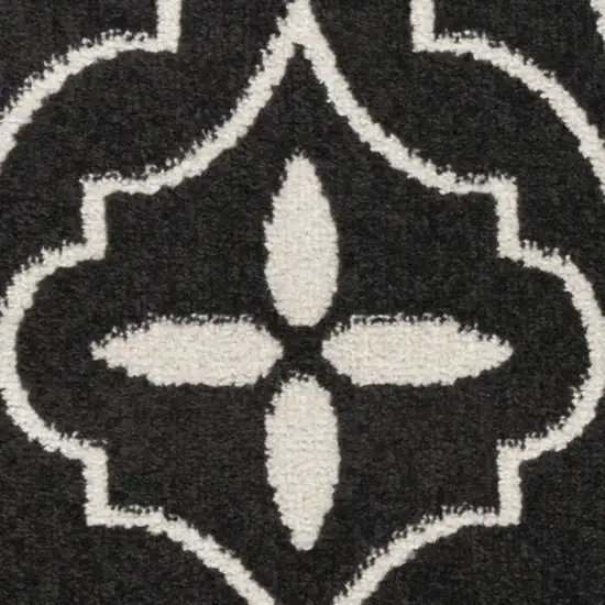 Black and Gray Floral Medallion Non Skid Area Rug Photo 1