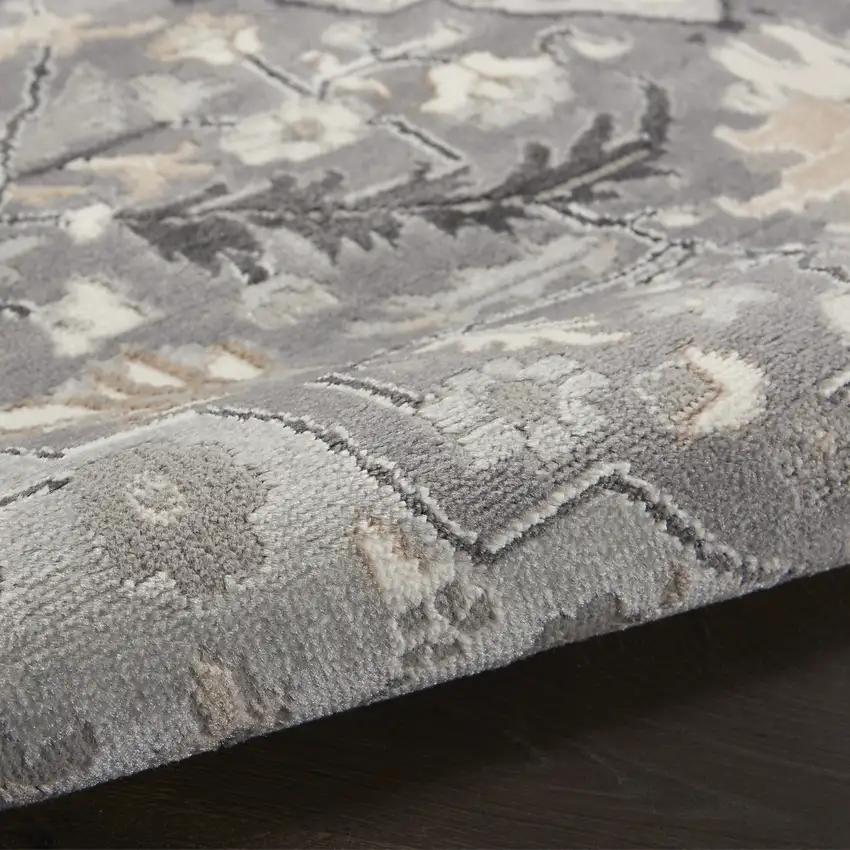 Black and Gray Floral Medallion Non Skid Area Rug Photo 7