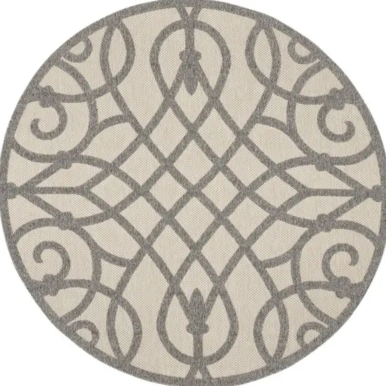 Black and Gray Floral Non Skid Area Rug Photo 1