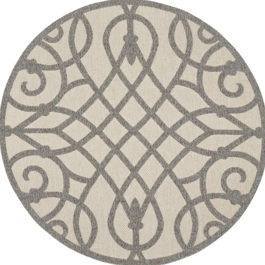 Black and Gray Floral Non Skid Area Rug Photo 1