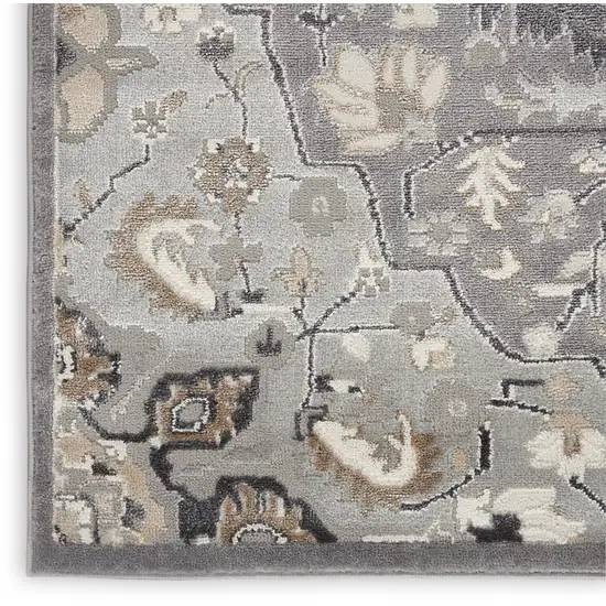 Black and Gray Floral Non Skid Area Rug Photo 7