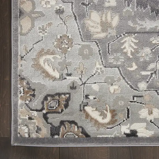 Black and Gray Floral Non Skid Area Rug Photo 9
