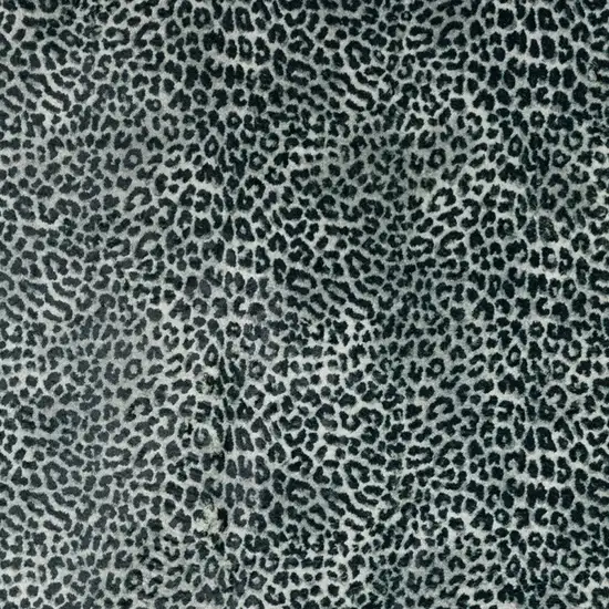 Black and Gray Leopard Print Shag Handmade Non Skid Area Rug Photo 3