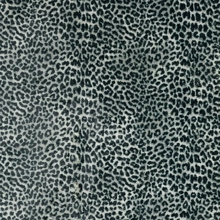 Black and Gray Leopard Print Shag Handmade Non Skid Area Rug Photo 2