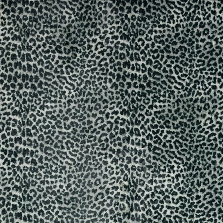 Black and Gray Leopard Print Shag Handmade Non Skid Area Rug Photo 5