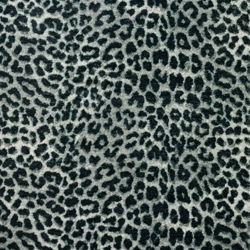 Black and Gray Leopard Print Shag Handmade Non Skid Area Rug Photo 5