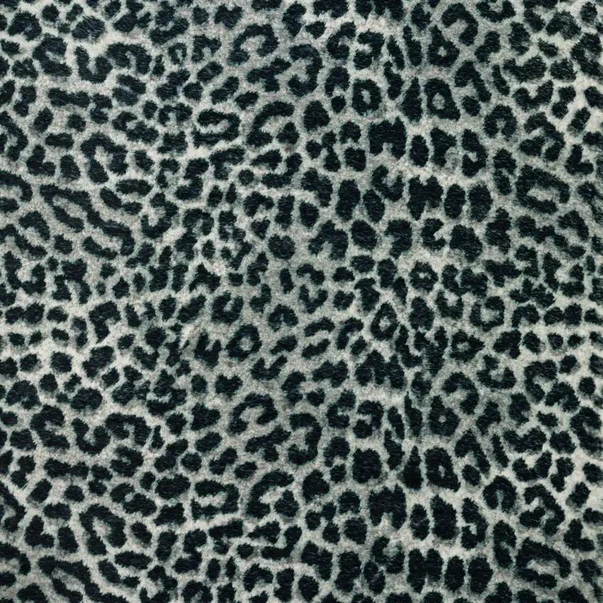Black and Gray Leopard Print Shag Handmade Non Skid Area Rug Photo 6