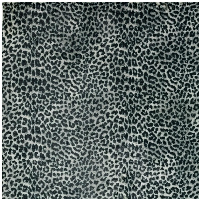 Black and Gray Leopard Print Shag Handmade Non Skid Area Rug Photo 4