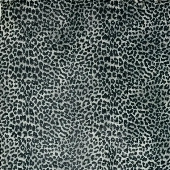 Black and Gray Leopard Print Shag Handmade Non Skid Area Rug Photo 3
