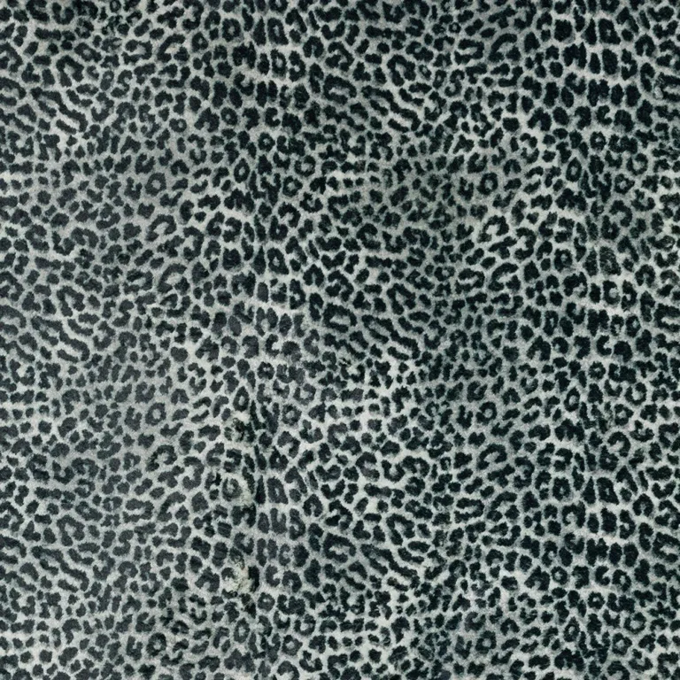Black and Gray Leopard Print Shag Handmade Non Skid Area Rug Photo 5