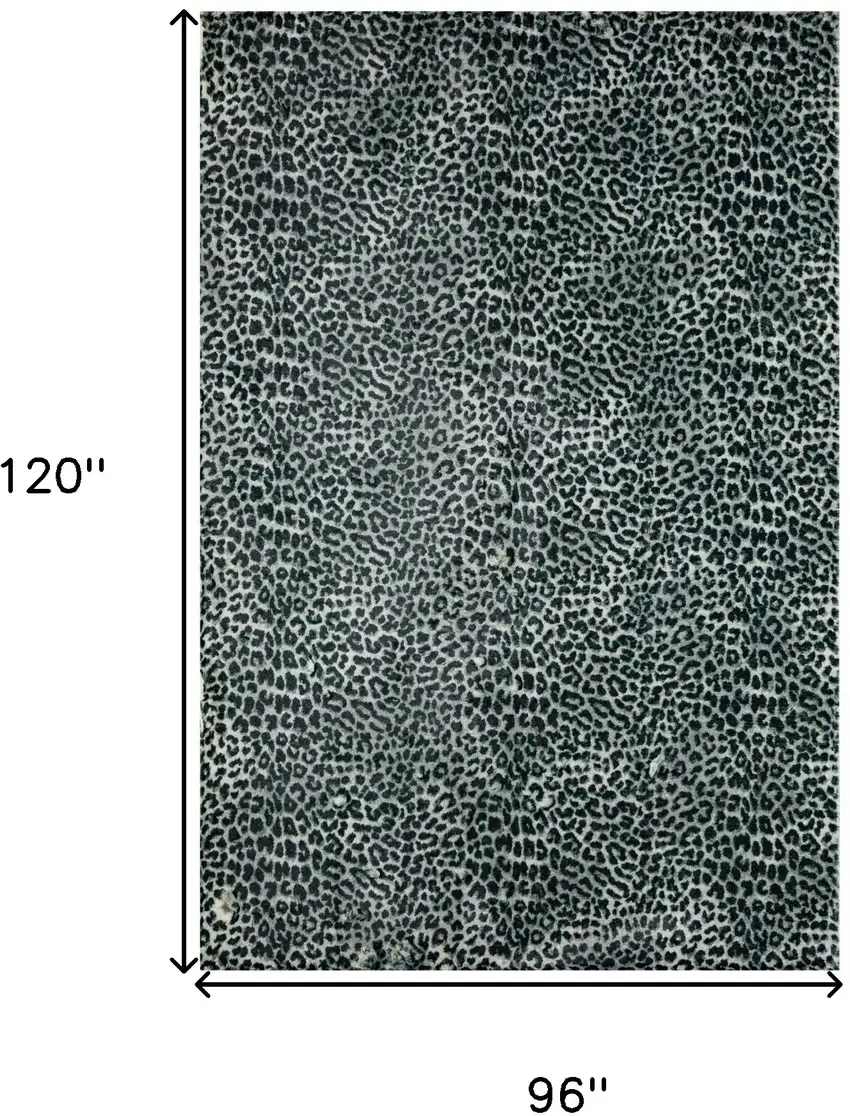 Black and Gray Leopard Print Shag Handmade Non Skid Area Rug Photo 7