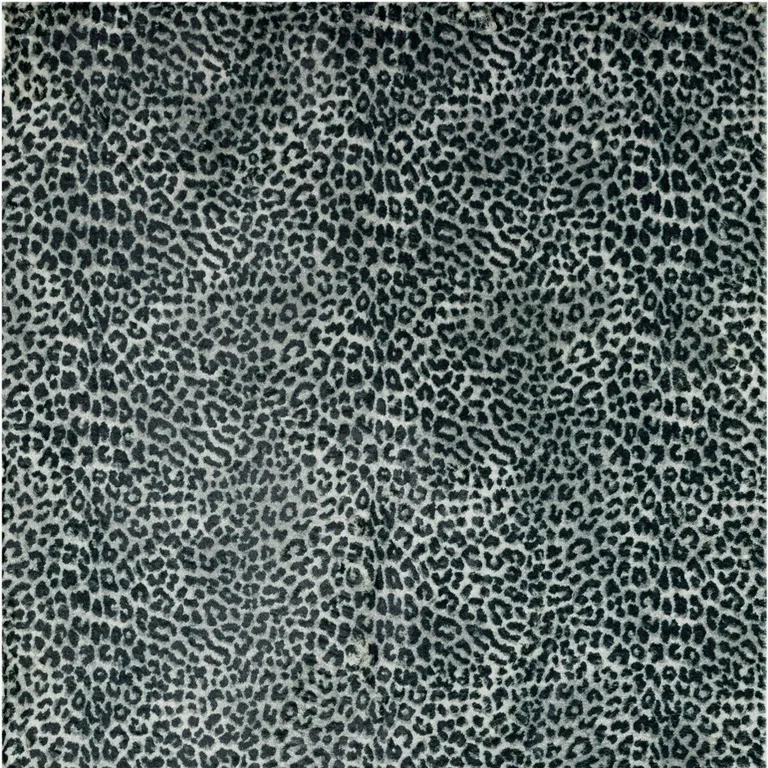 Black and Gray Leopard Print Shag Handmade Non Skid Area Rug Photo 3