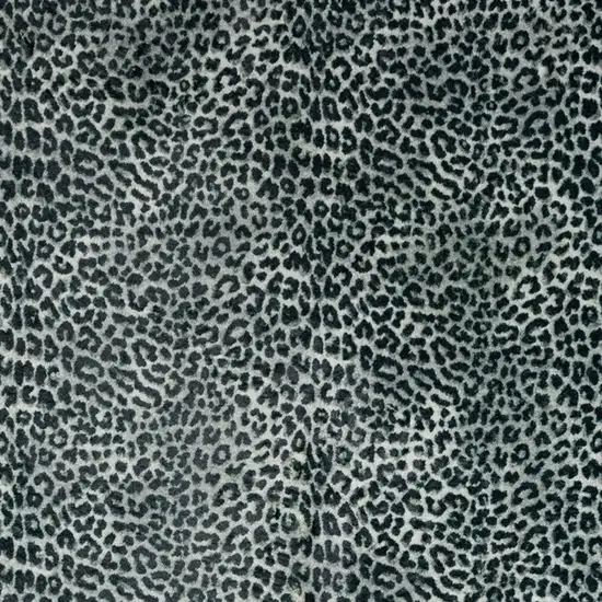 Black and Gray Leopard Print Shag Handmade Non Skid Runner Rug Photo 3