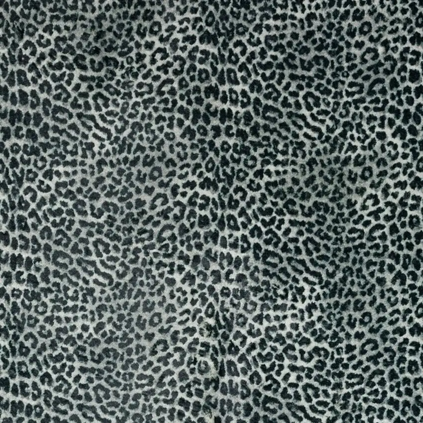 Black and Gray Leopard Print Shag Handmade Non Skid Runner Rug Photo 3