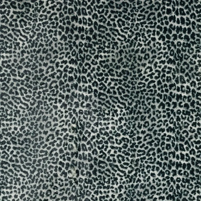 Black and Gray Leopard Round Shag Handmade Non Skid Area Rug Photo 5