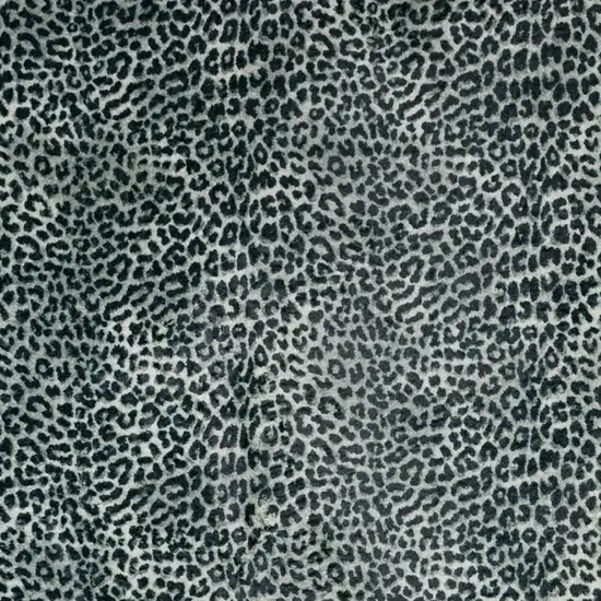 Black and Gray Leopard Round Shag Handmade Non Skid Area Rug Photo 3
