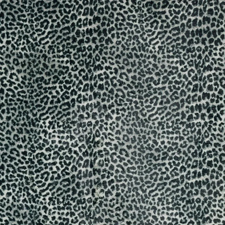 Black and Gray Leopard Round Shag Handmade Non Skid Area Rug Photo 2