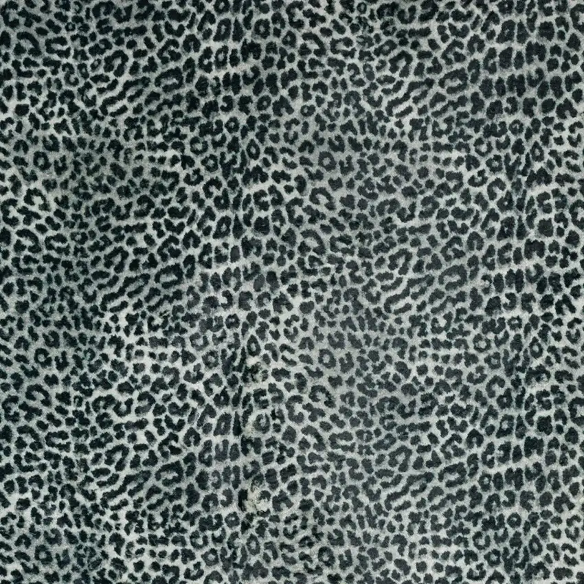 Black and Gray Leopard Round Shag Handmade Non Skid Area Rug Photo 3