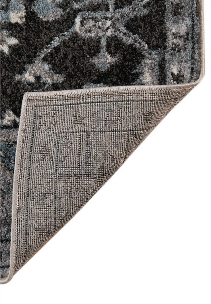 Black and Gray Medallion Power Loom Area Rug Photo 4